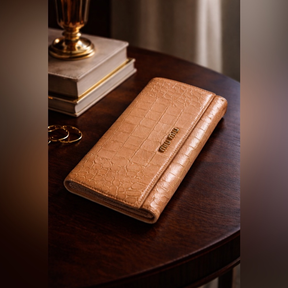 Miu Miu croc-embossed leather long wallet